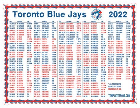 toronto blue jays 2022 schedule printable